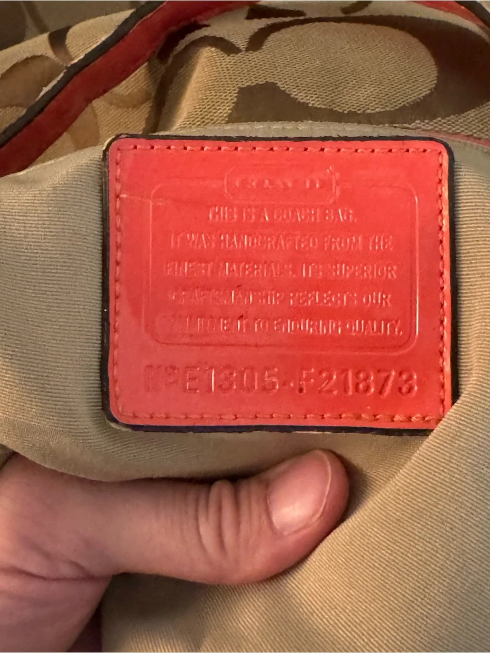 Coach Brown Signature Canvas Shoulder/crosbody Bag with Coral Trim *READ*